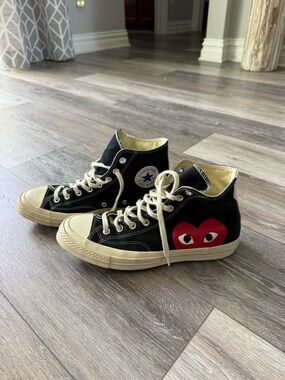 Converse x Comme des Garçons PLAY Black High-Top Sneakers with Red Heart